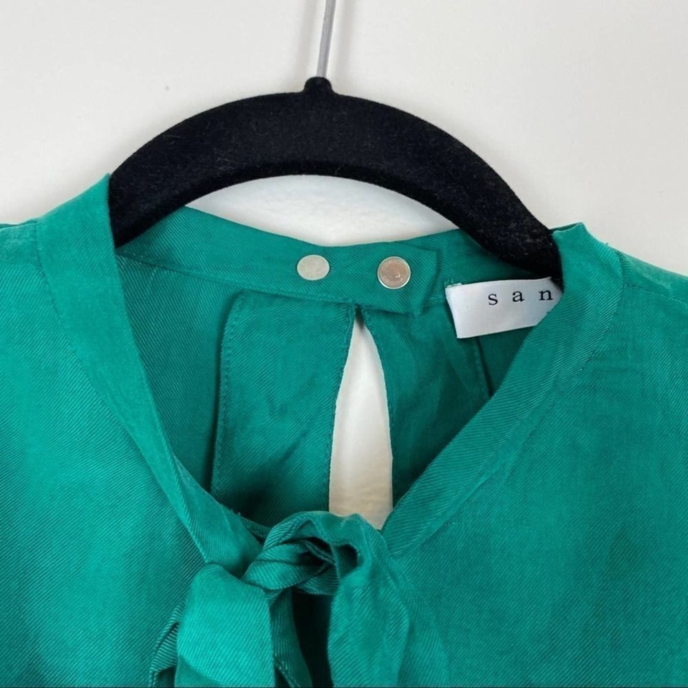 Sandro Paris Emerald Green Ruffled Sleeves Shirt 1 - Picture 4 of 7